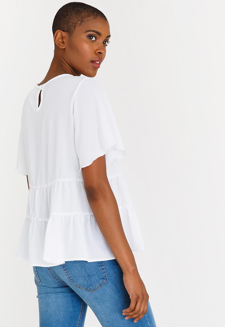 edit - Tiered Frilly Blouse White