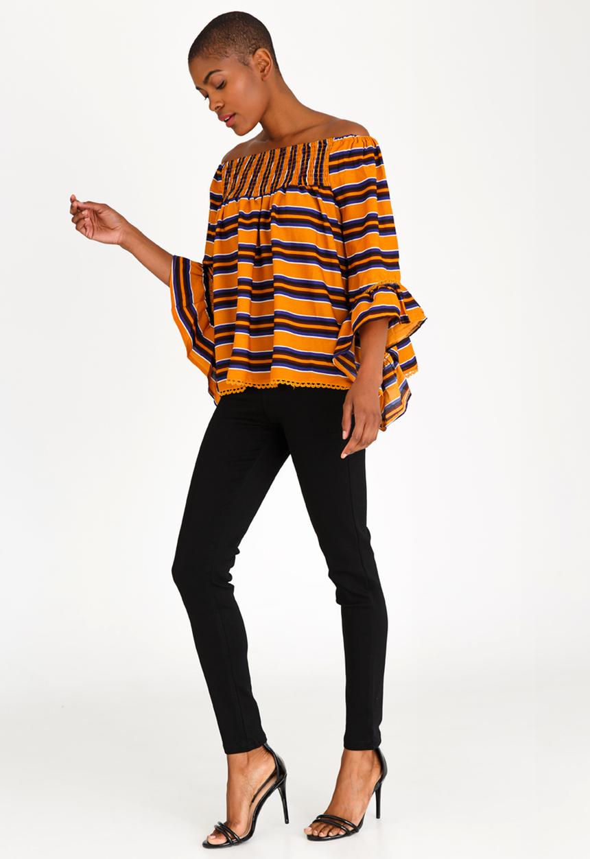 Revenge - Striped Ruffle Blouse Multi-colour