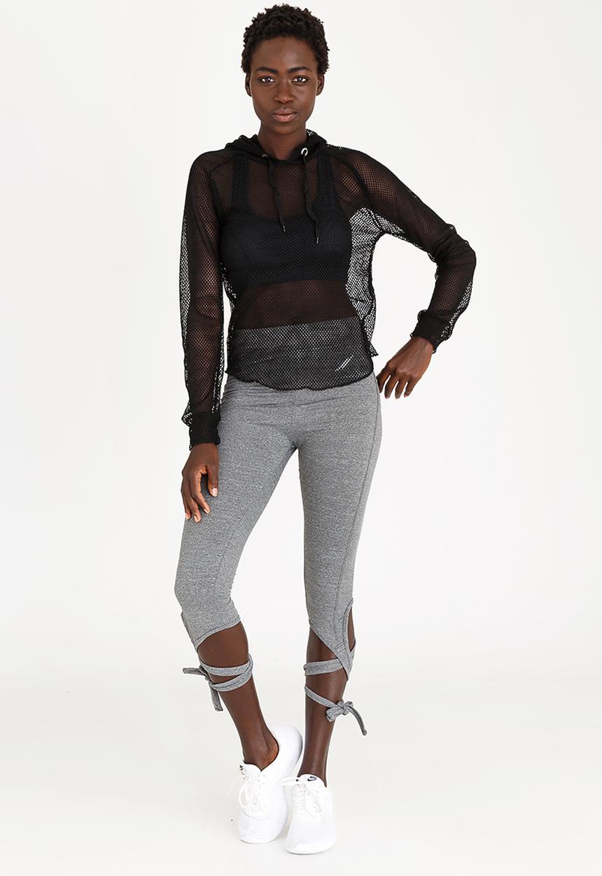 Lithe - Eyelet Mesh Hoodie Black