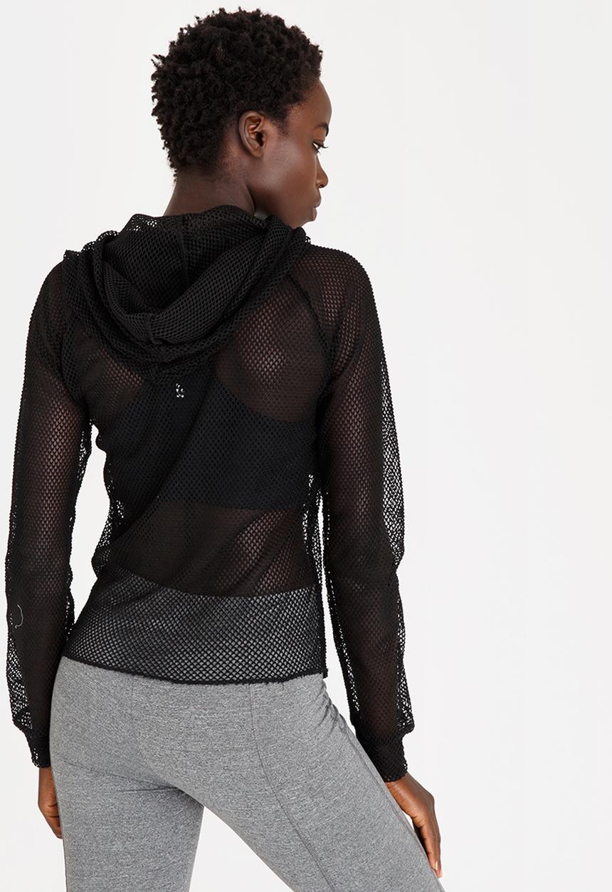 Lithe - Eyelet Mesh Hoodie Black