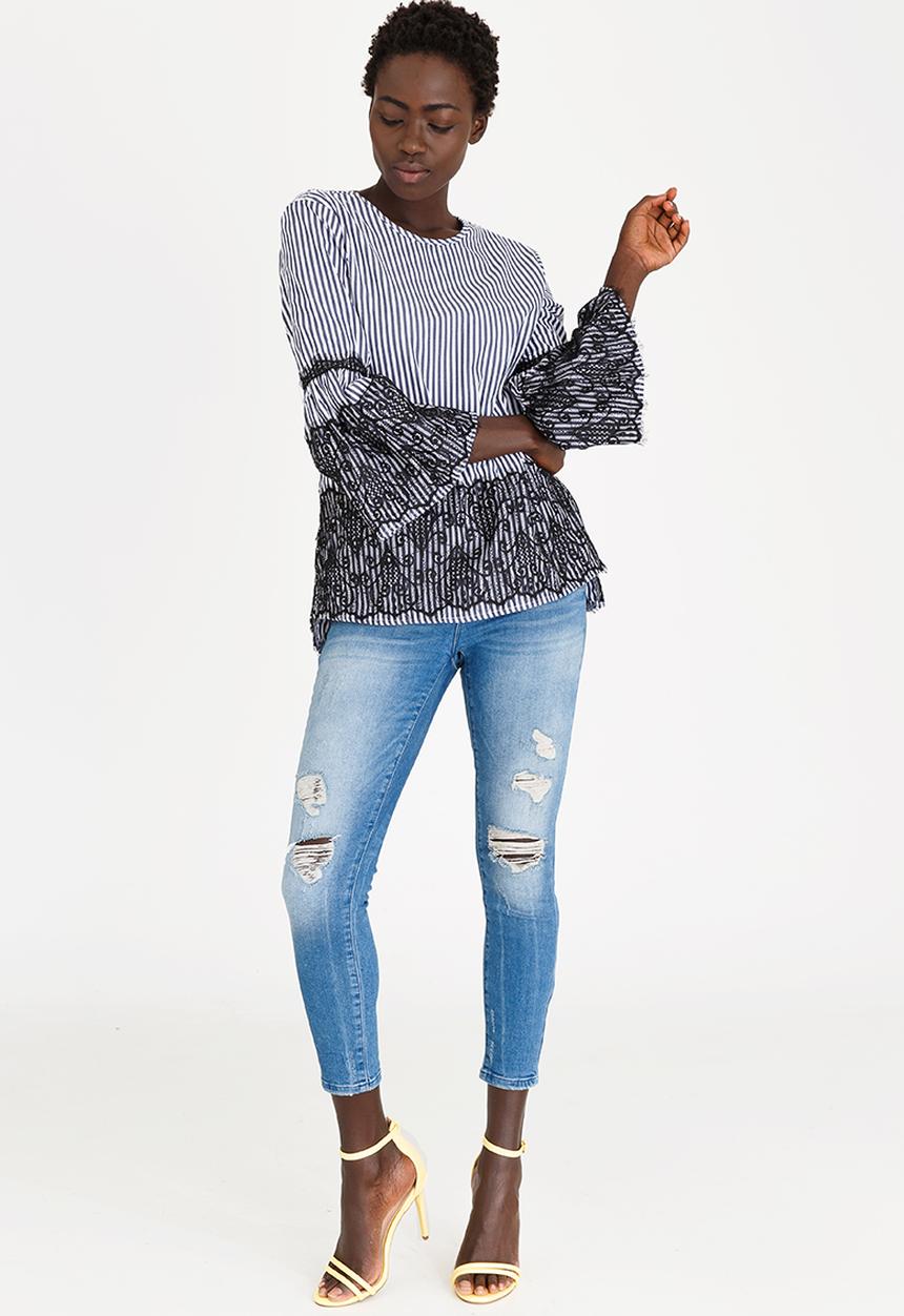 STYLE REPUBLIC - Lace Detail Blouse Navy