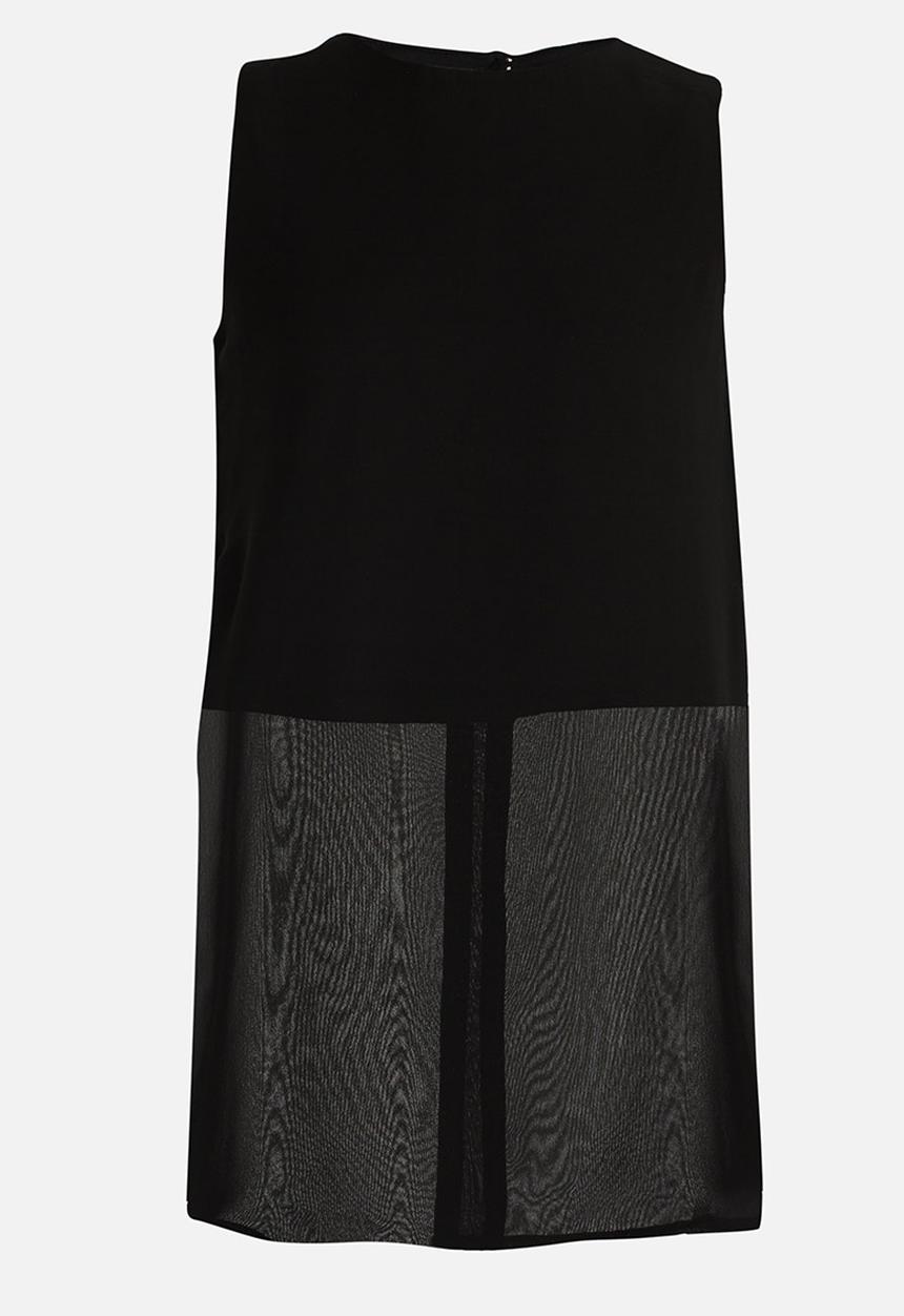 Rebel Republic - Longer Length Chiffon Layer Top Black