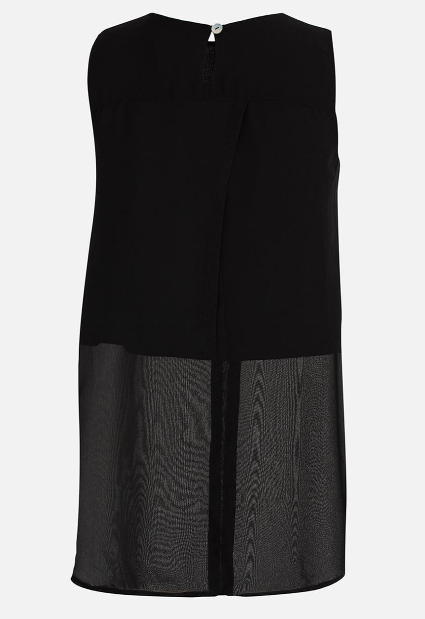 Rebel Republic - Longer Length Chiffon Layer Top Black