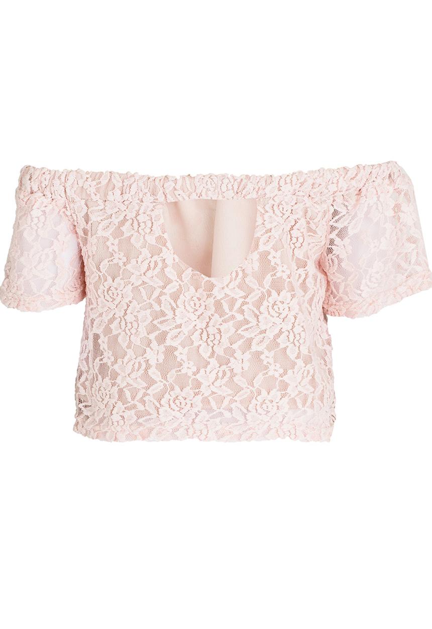 Rebel Republic - Off The Shoulder Top With Back Detail Pale Pink