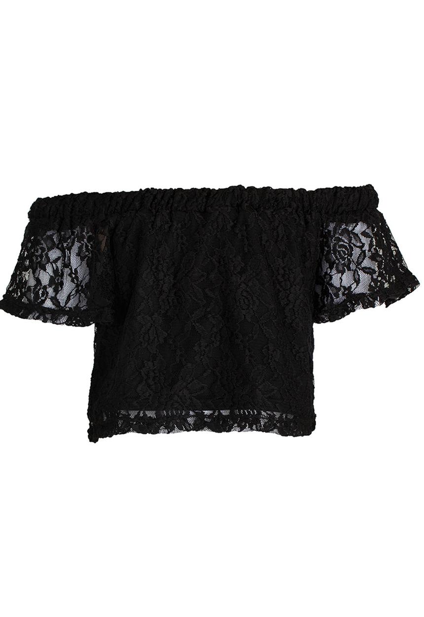 Rebel Republic - Off The Shoulder Top With Back Detail Black