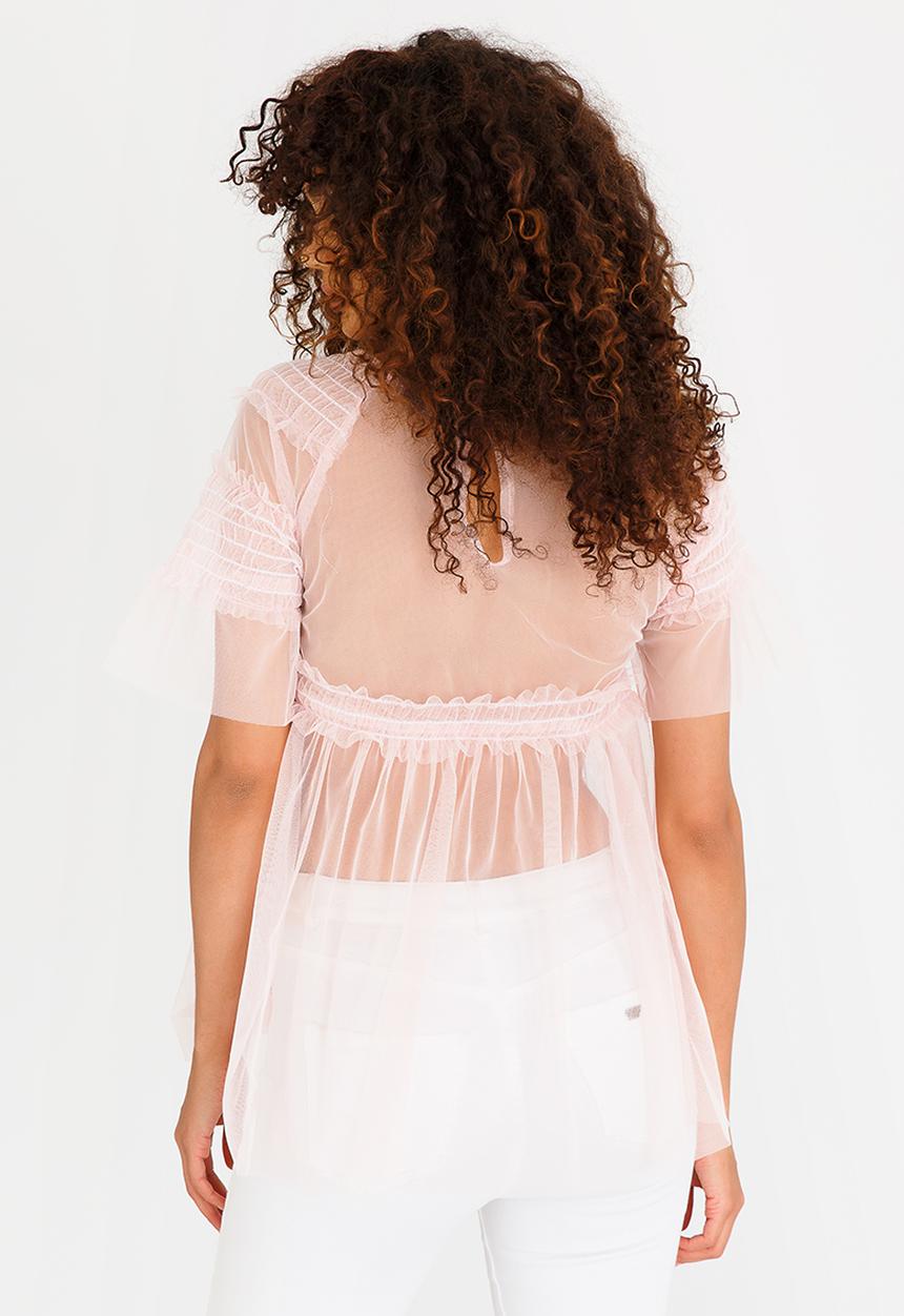 STYLE REPUBLIC - Tier Mesh Blouse Peach