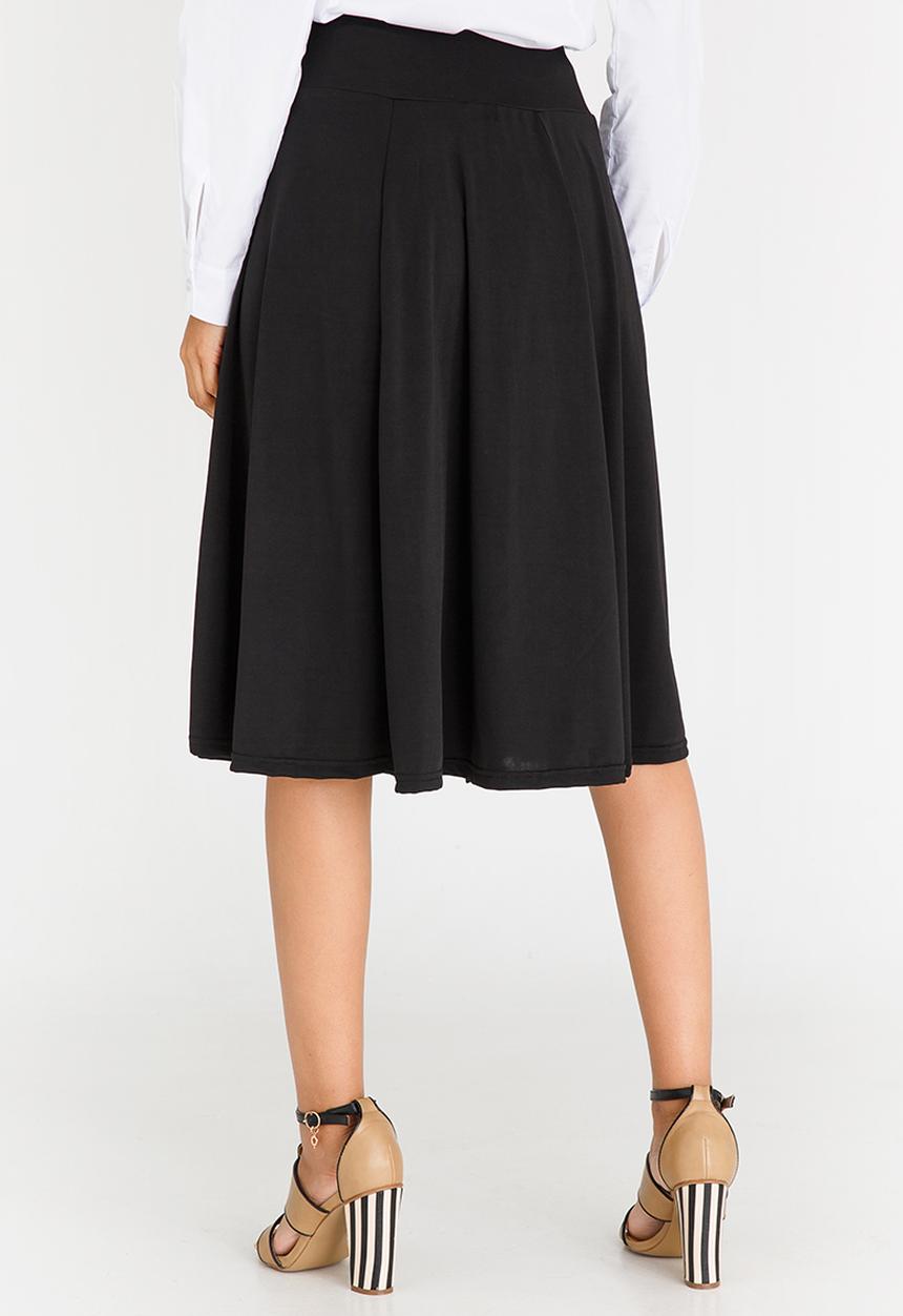 edit - Midi Flared Skirt with Trim Black