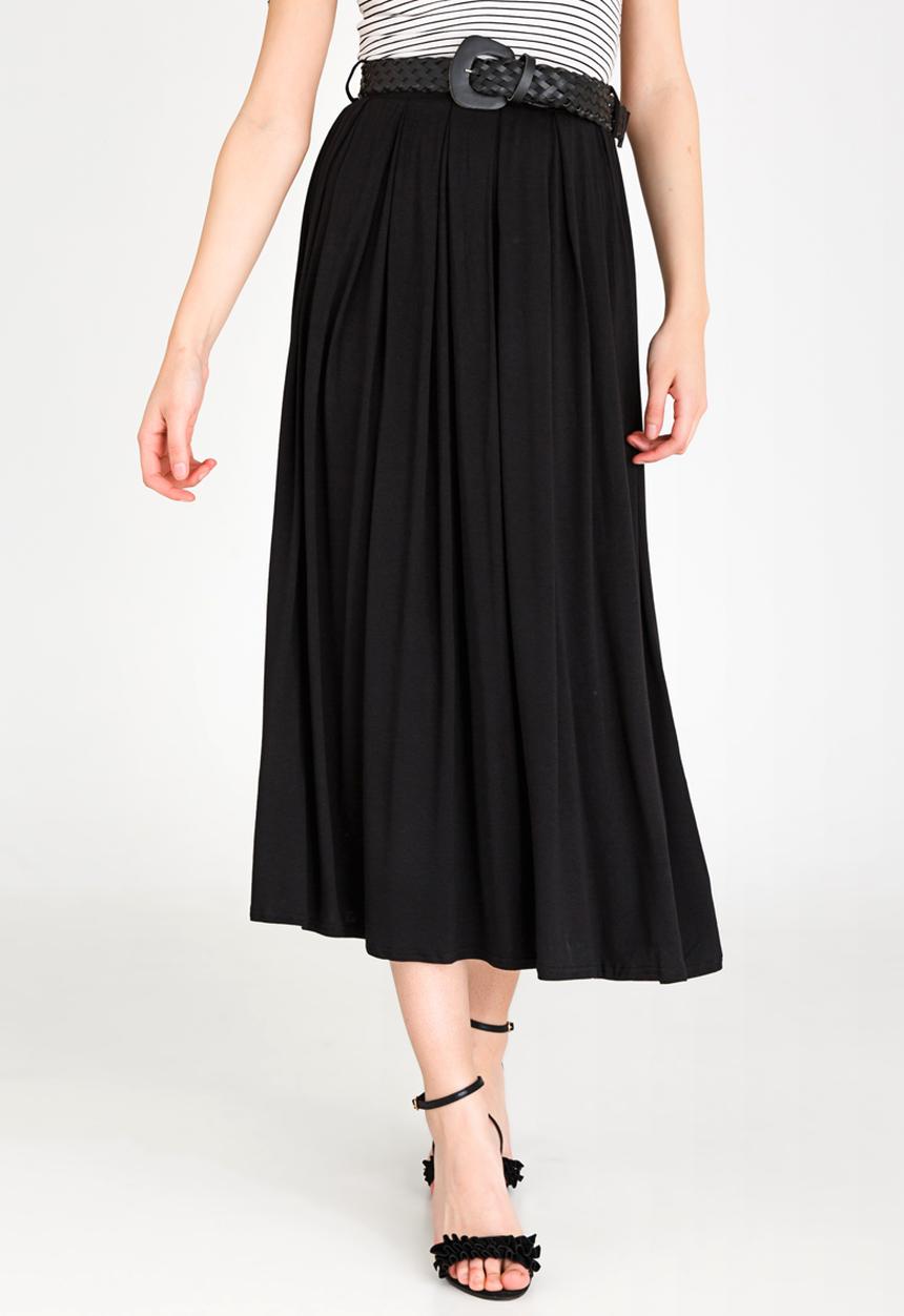 edit - Belted Maxi Skirt Black