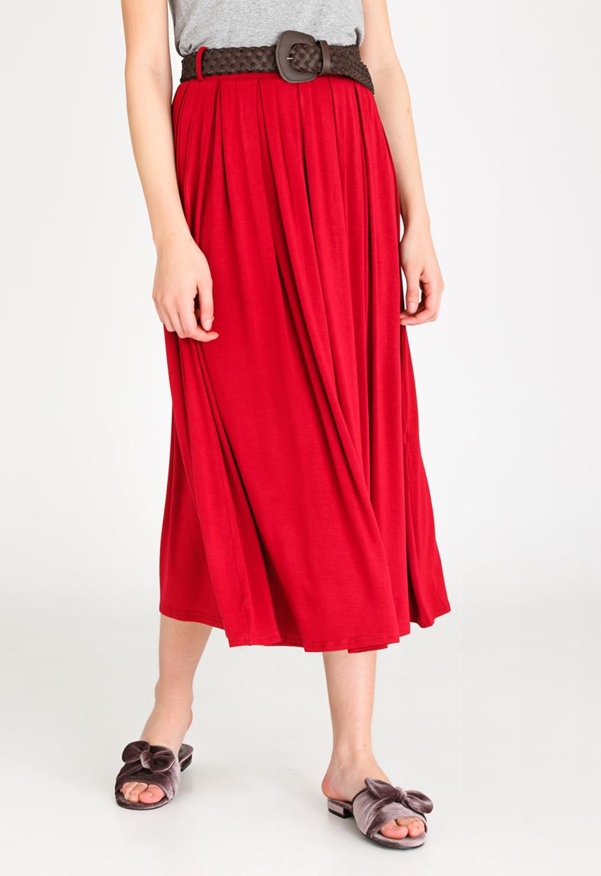 edit - Belted Maxi Skirt Burgundy