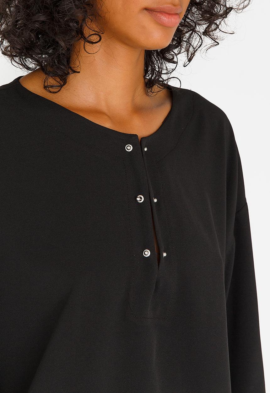 STYLE REPUBLIC - Neckline Detail Blouse Black