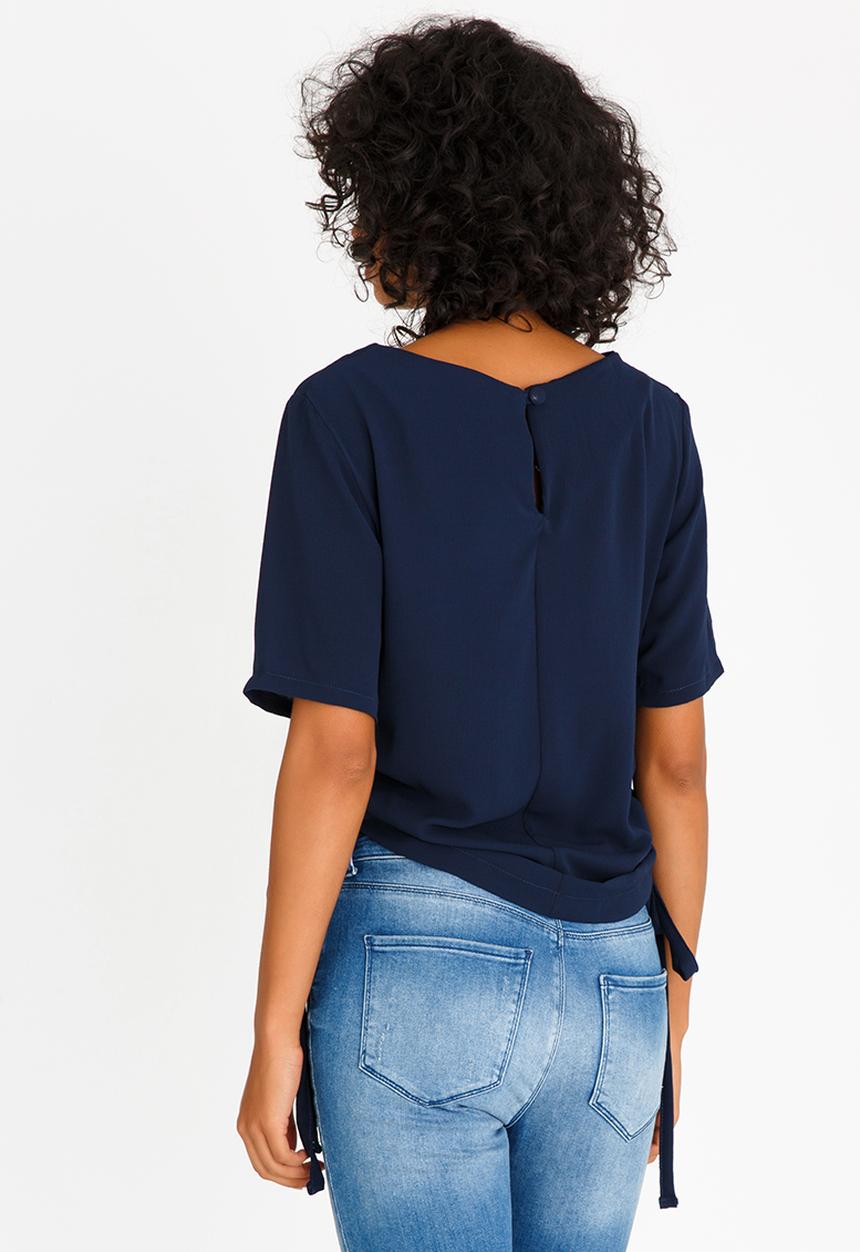 c(inch) - Drawcord Detail Blouse Navy