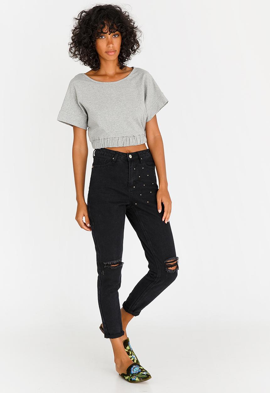 c(inch) - Cropped T-shirt Grey