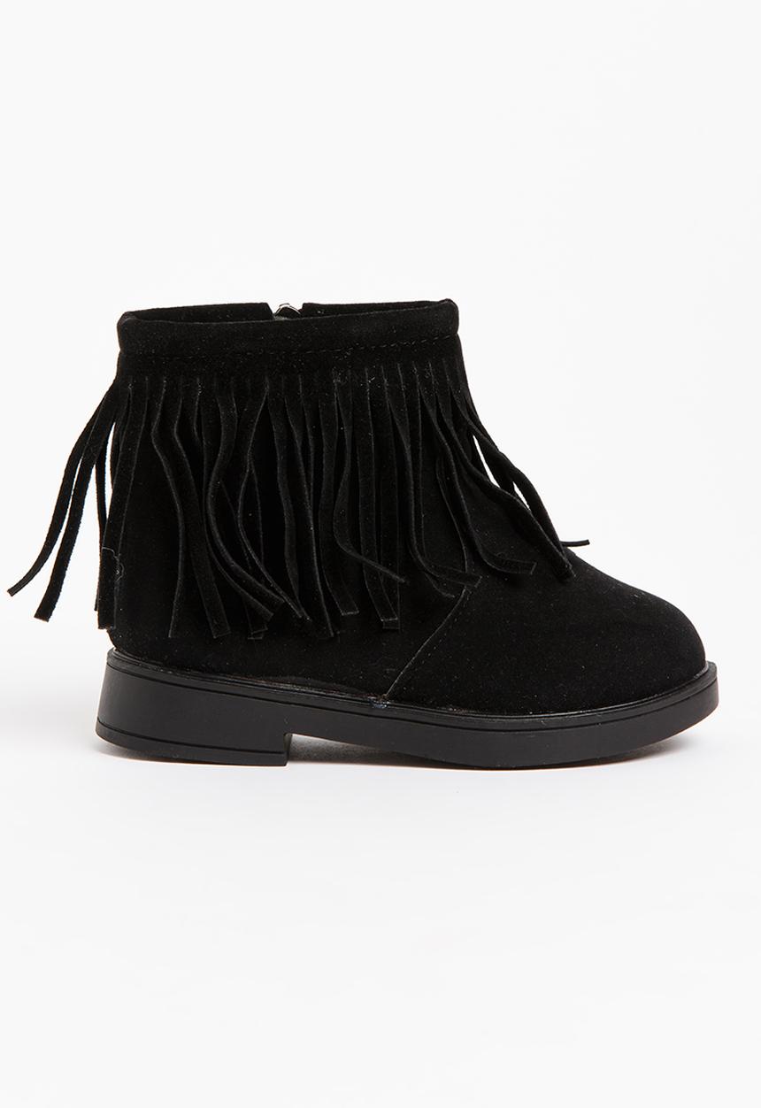 Pop Candy - Girls  Fringe Boot Black