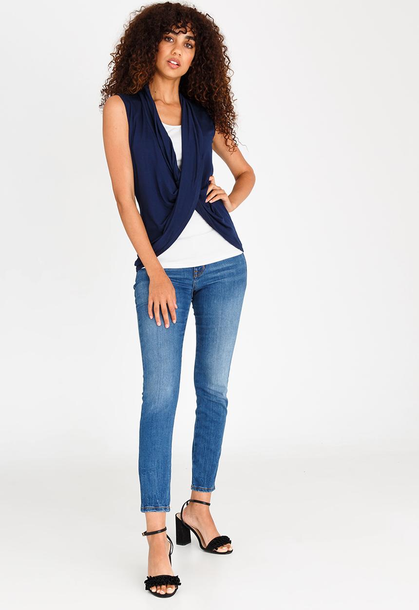 edit - Drape Twofer Top Navy
