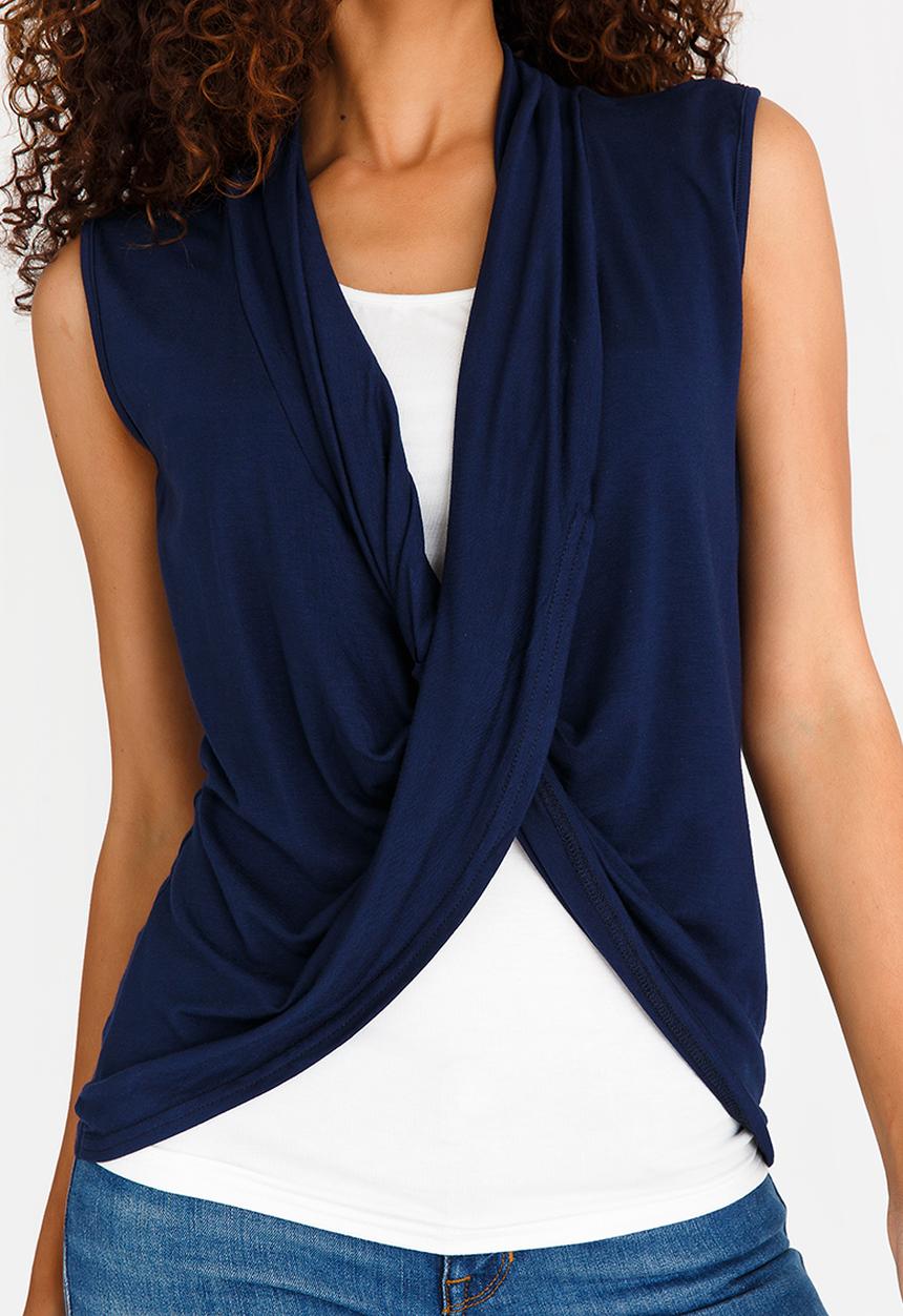 edit - Drape Twofer Top Navy