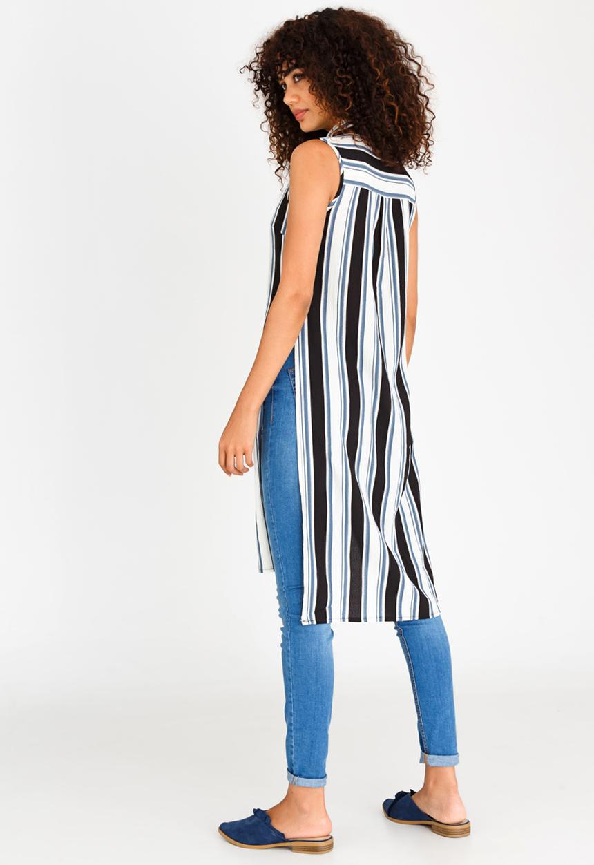 Revenge - Stripe Tunic Black and Blue