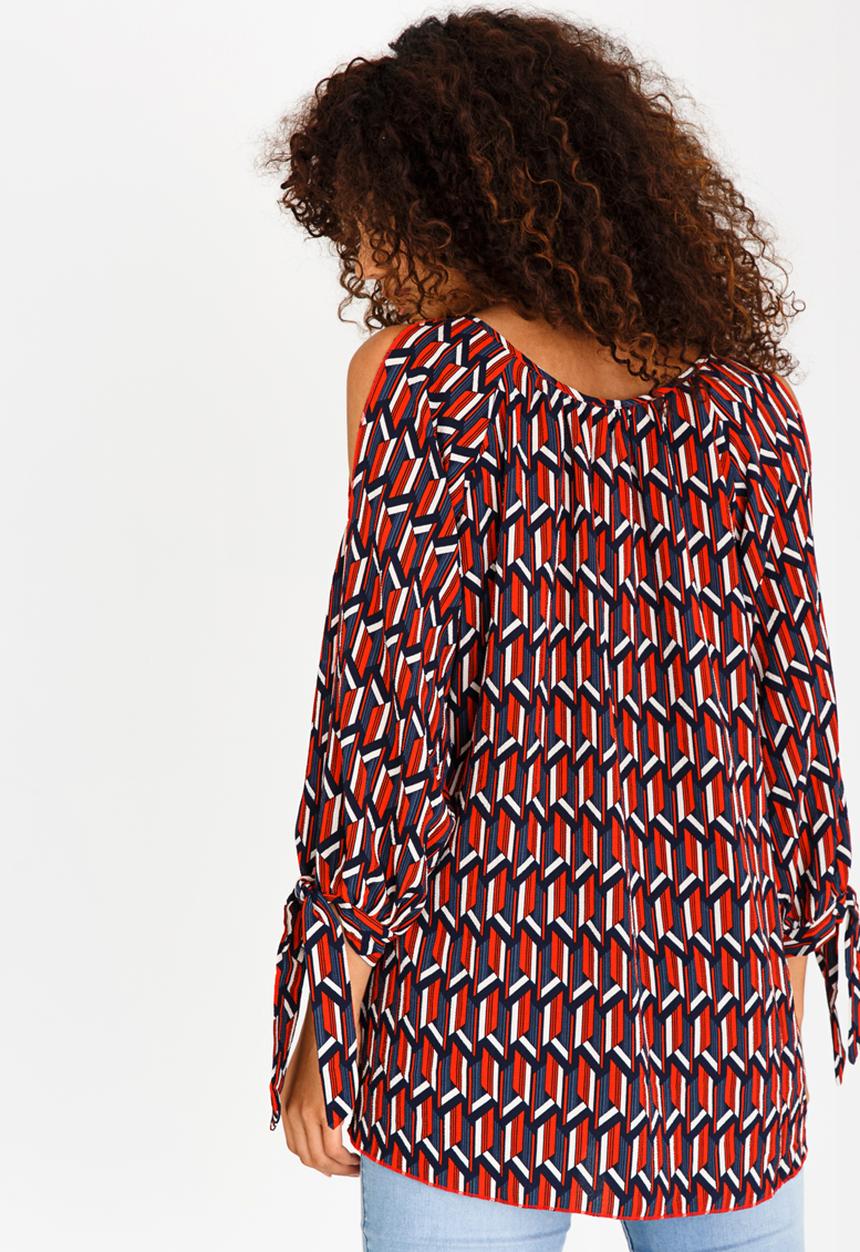 Revenge - Geometric Tie Sleeve Blouse Multi-colour