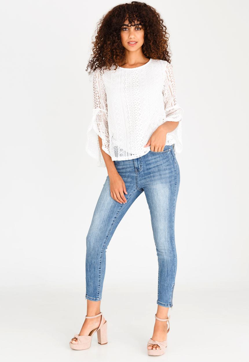 Revenge - 3/4 Sleeve Knitted Top Cream