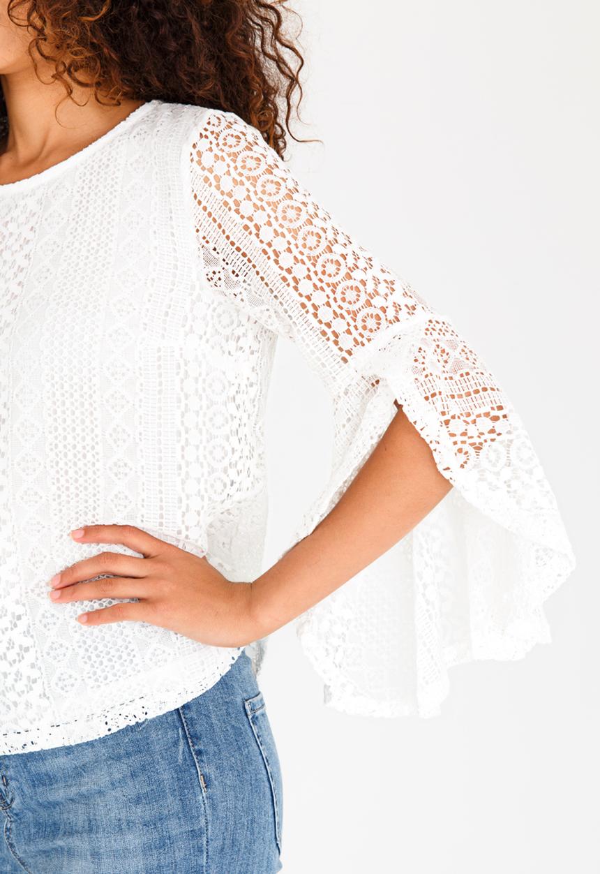 Revenge - 3/4 Sleeve Knitted Top Cream