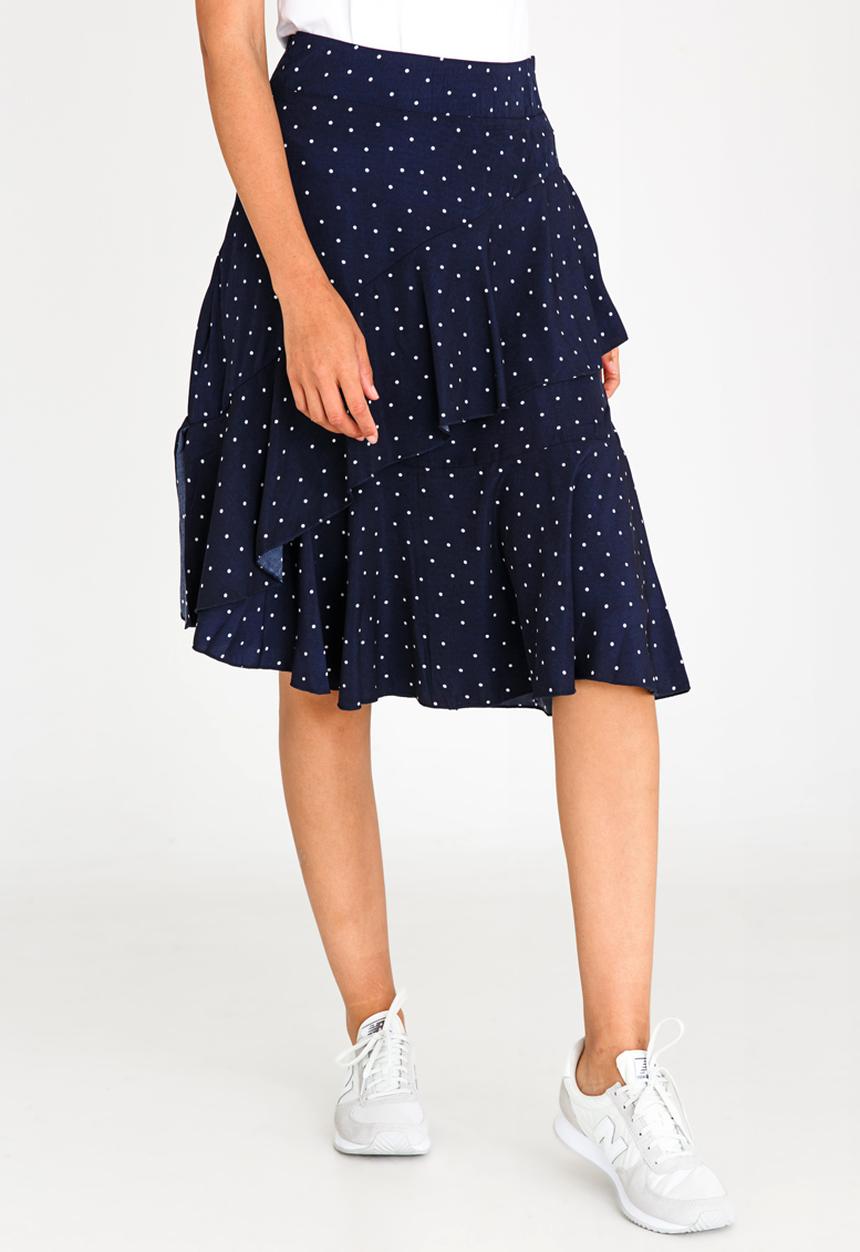 Revenge - Frilled Midi Skirt Navy