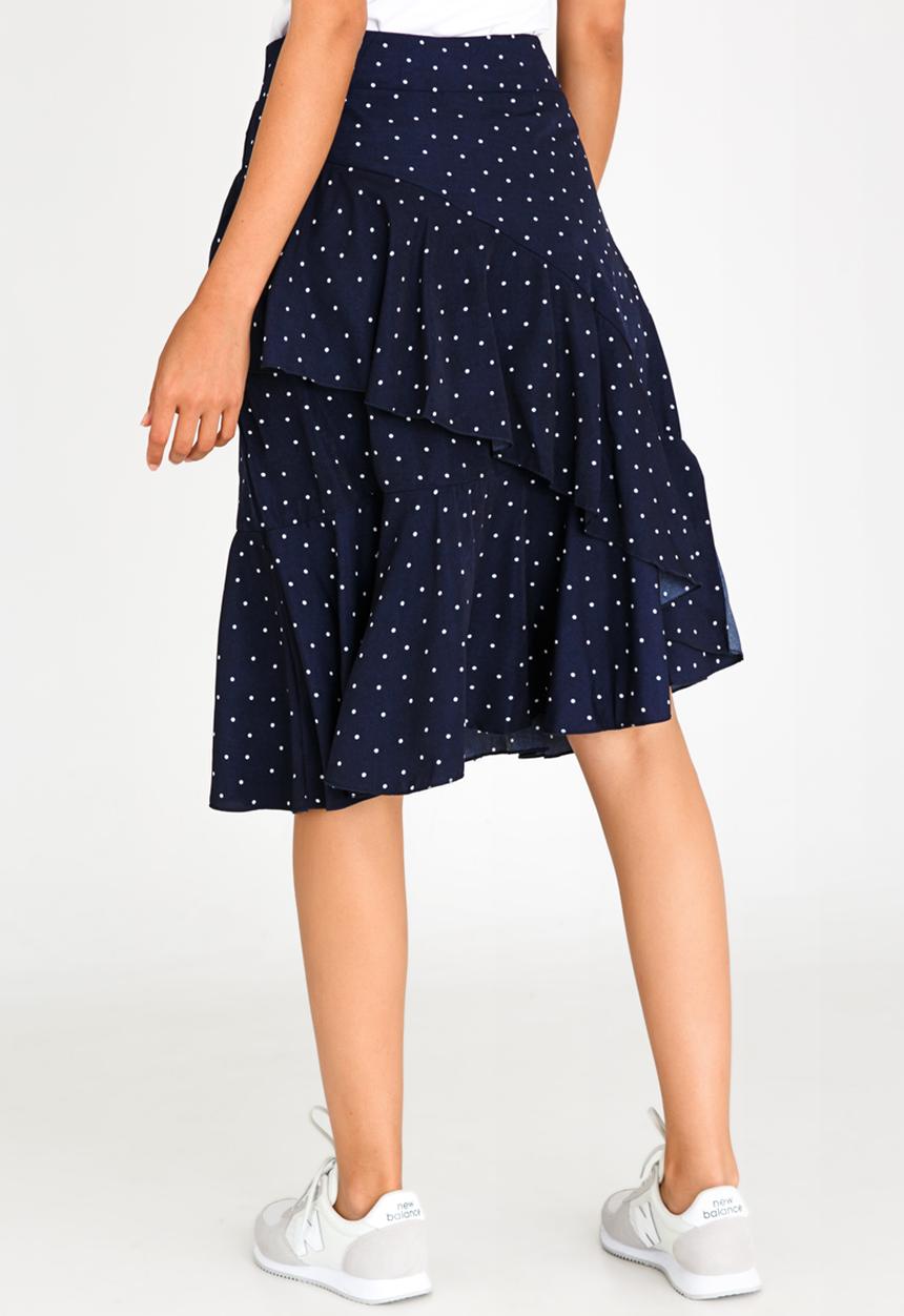 Revenge - Frilled Midi Skirt Navy