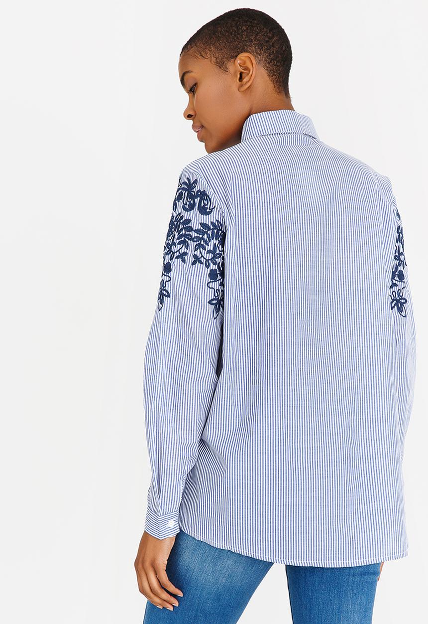 STYLE REPUBLIC - Embroidered Shirt Blue and White