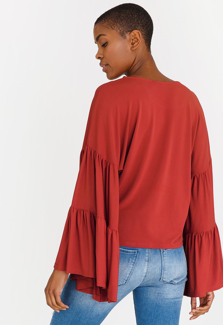 STYLE REPUBLIC - Bell Sleeve Top Rust