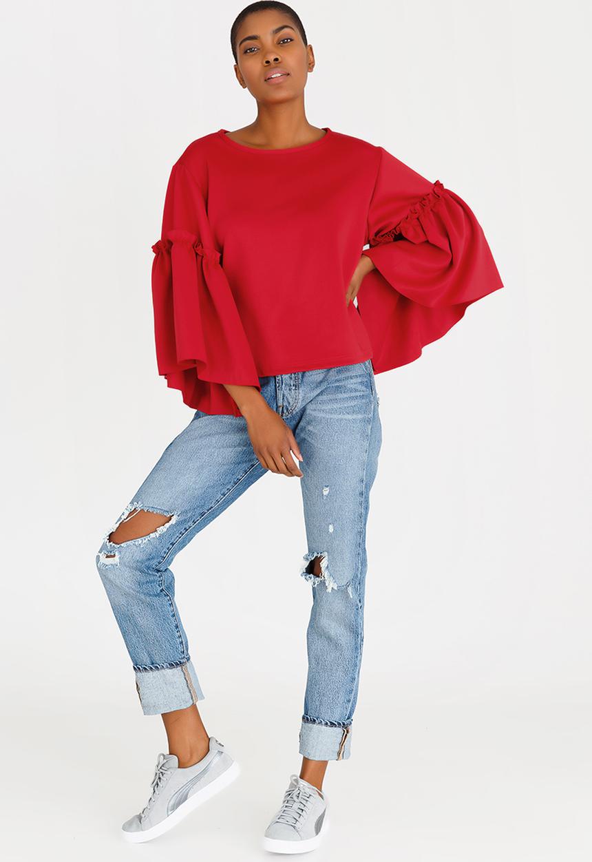 STYLE REPUBLIC - Volume Sleeve T-shirt Red