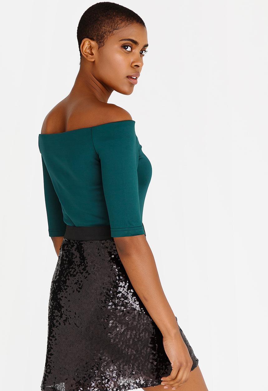 STYLE REPUBLIC - Bardot Bodysuit Dark Green