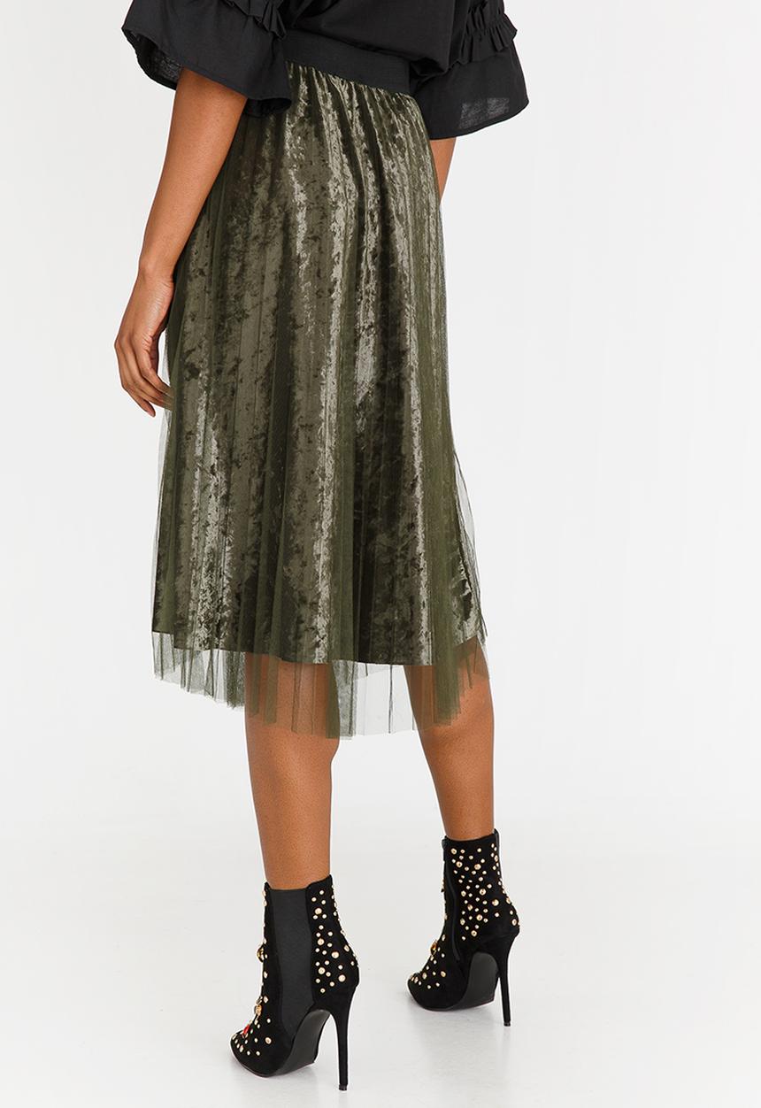 STYLE REPUBLIC - Mesh Overlay Skirt Dark Green