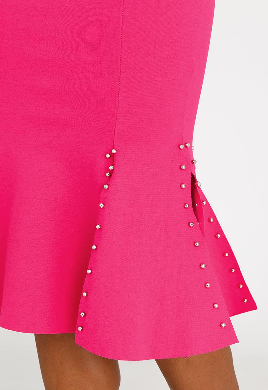 STYLE REPUBLIC - Stud Trim Fit and Flare Skirt Magenta