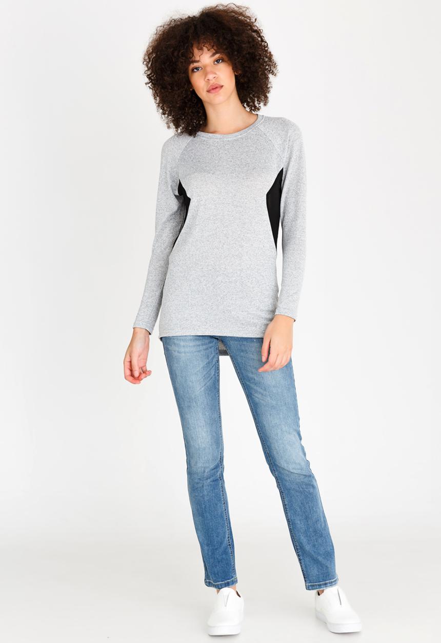 cath.nic - Mesh Inset Knit Top Grey