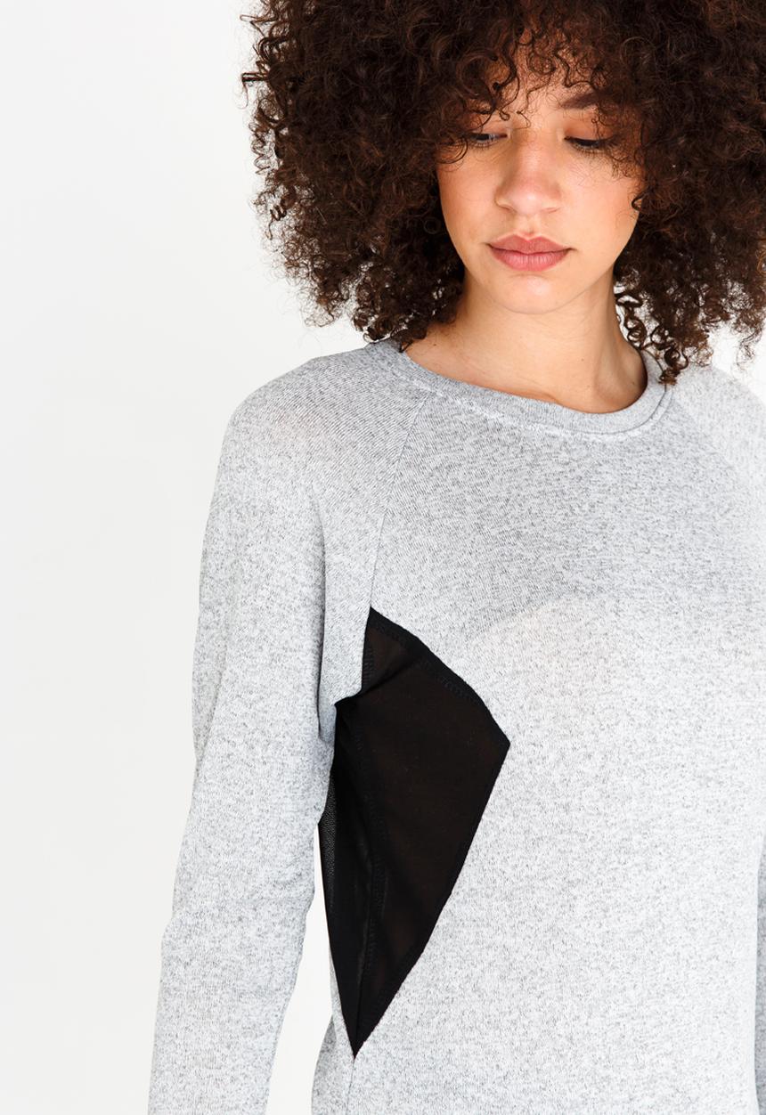 cath.nic - Mesh Inset Knit Top Grey