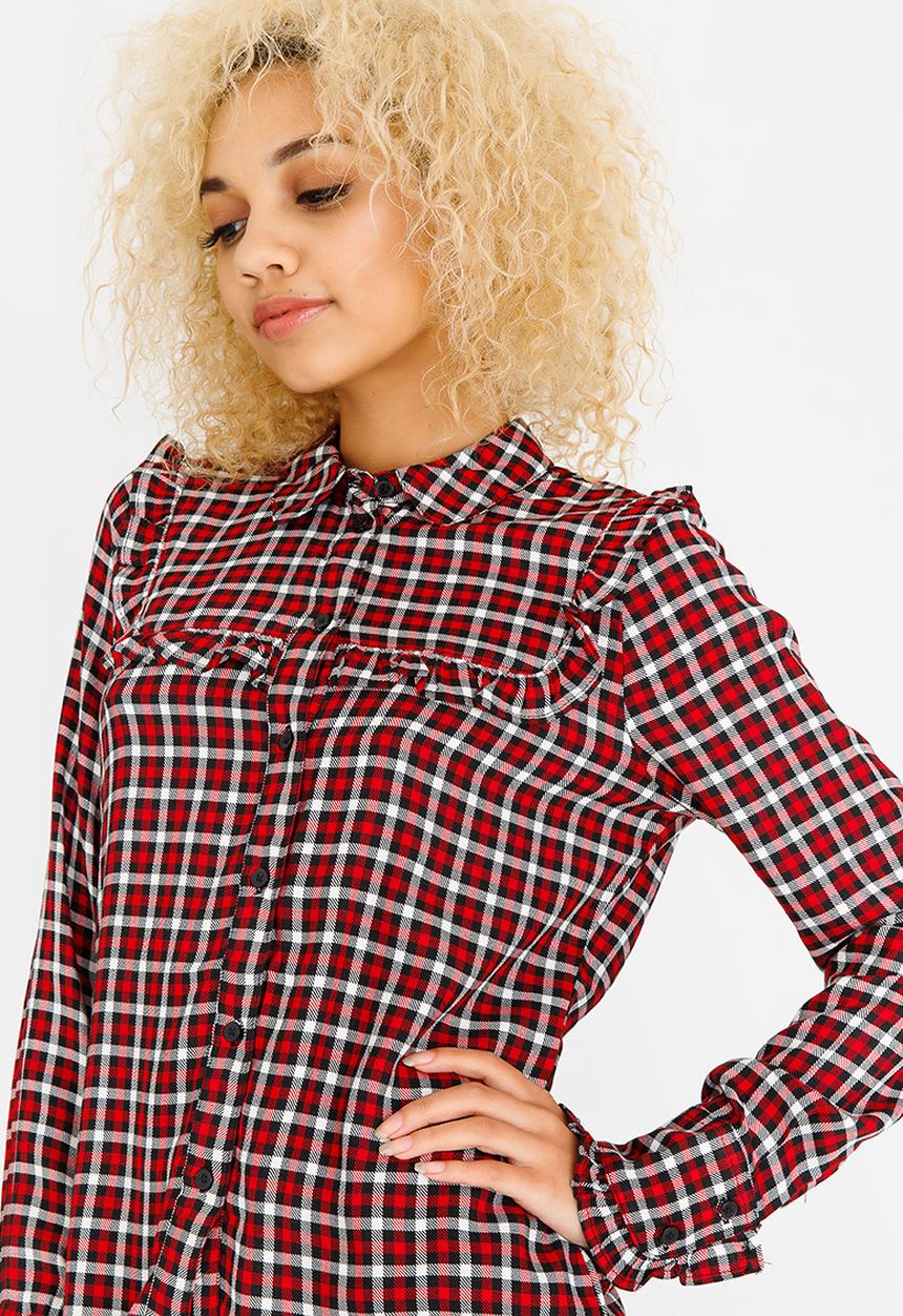 ONLY - Aria Long Sleeve Shirt Red