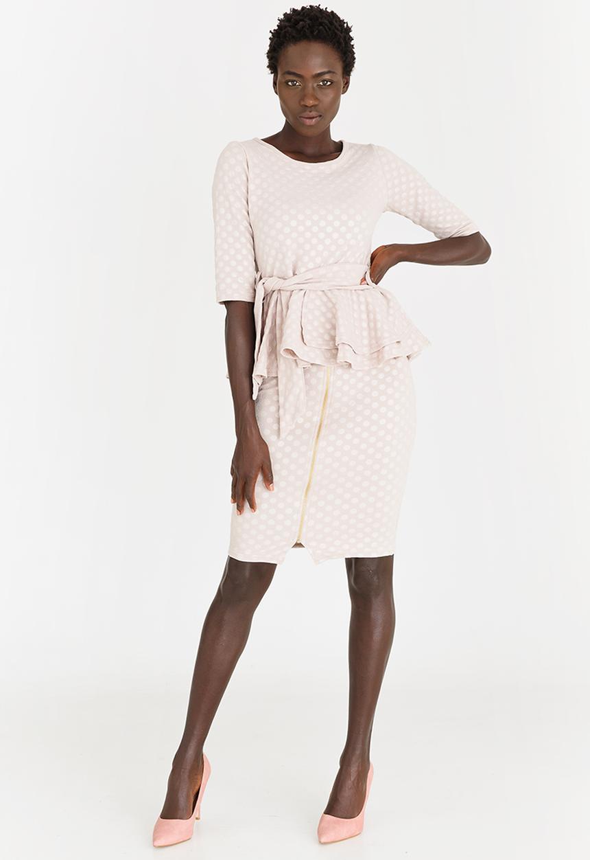 edit - Workwear Textured Peplum Top Taupe