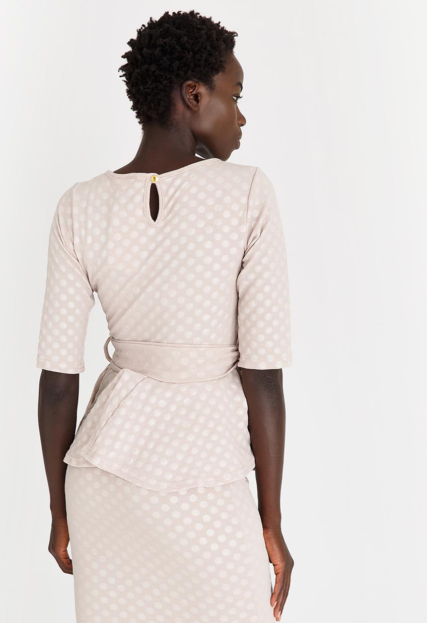 edit - Workwear Textured Peplum Top Taupe