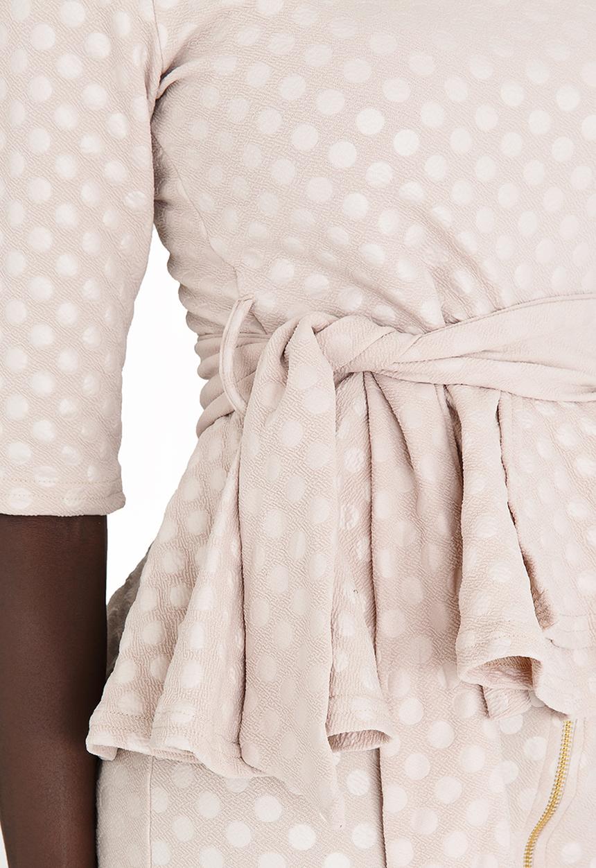 edit - Workwear Textured Peplum Top Taupe