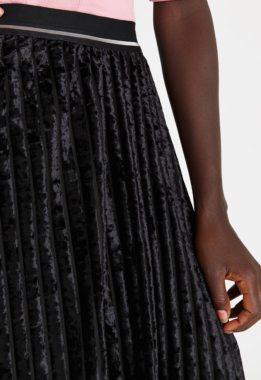 STYLE REPUBLIC - Striped Velour Skirt Black