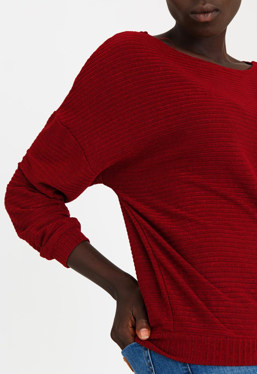 edit - Long Sleeve Knit Top Burgundy
