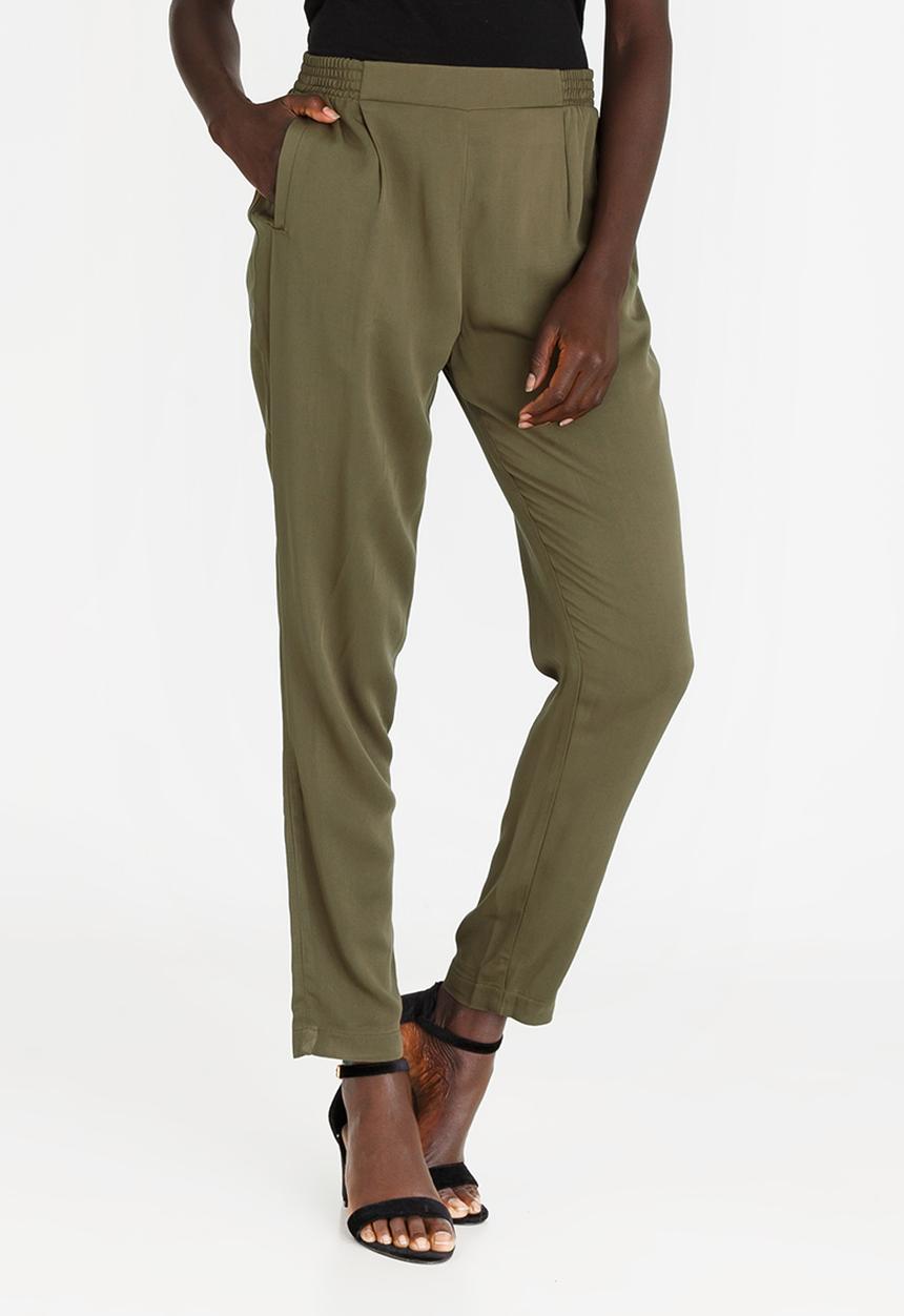 edit - Pleated Front Pants Khaki Green