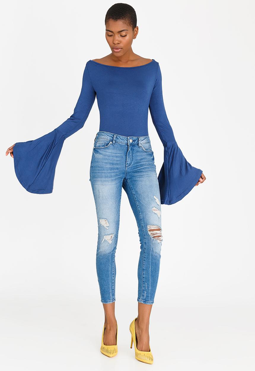 STYLE REPUBLIC - Bell Sleeve Bodysuit Dark Blue