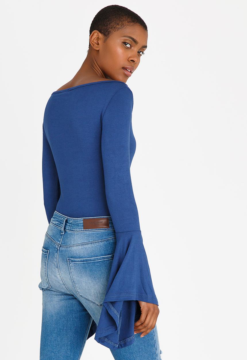 STYLE REPUBLIC - Bell Sleeve Bodysuit Dark Blue