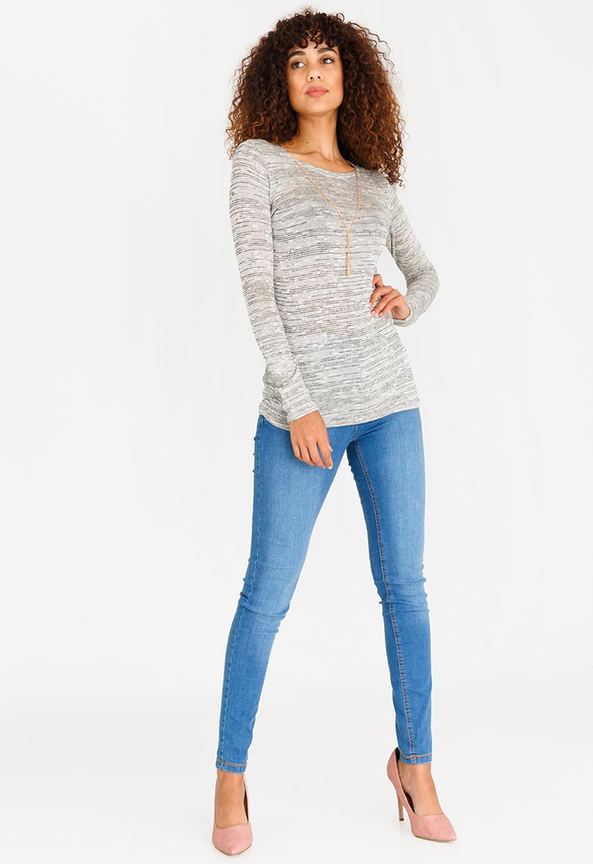 edit - Long Sleeve Lounge Top with Chain Grey Melange