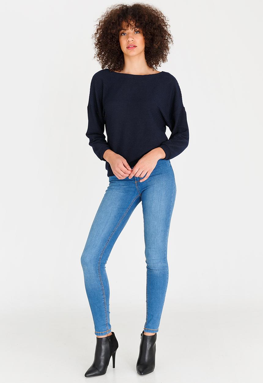 edit - Long Sleeve Knit Top Navy