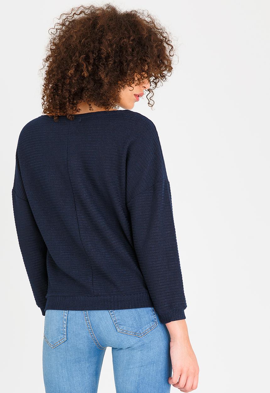 edit - Long Sleeve Knit Top Navy