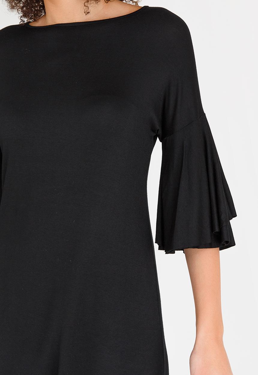 edit - 3/4 Frill Sleeve Dress Black