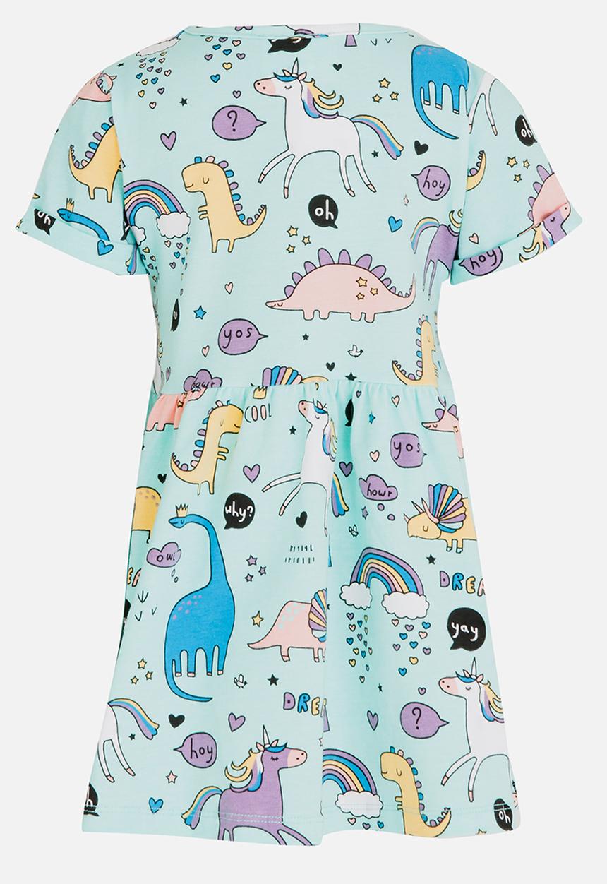 Pop Candy - Printed Short Sleeve Dress Green