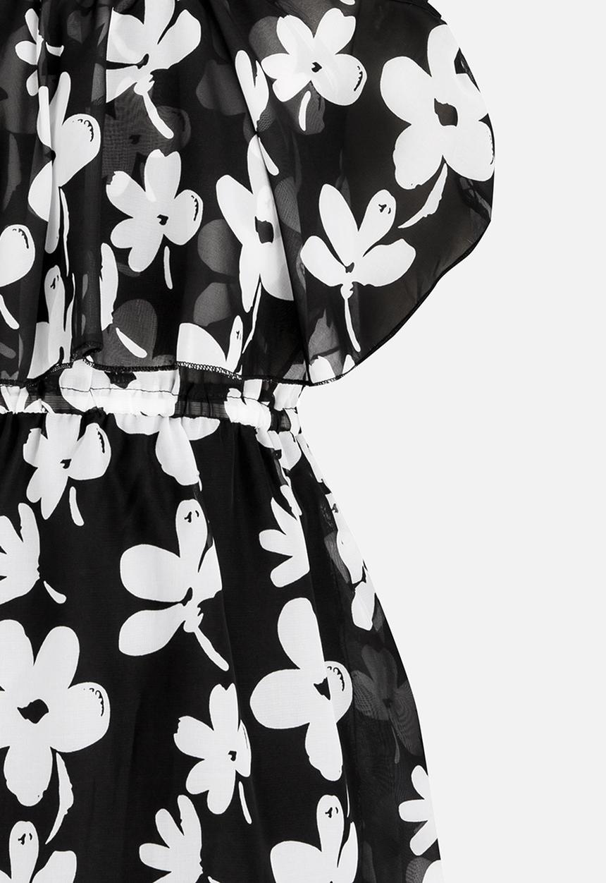 Pop Candy - Floral Cold Shoulder Dress Black
