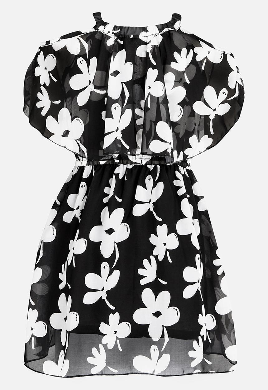 Pop Candy - Floral Cold Shoulder Dress Black