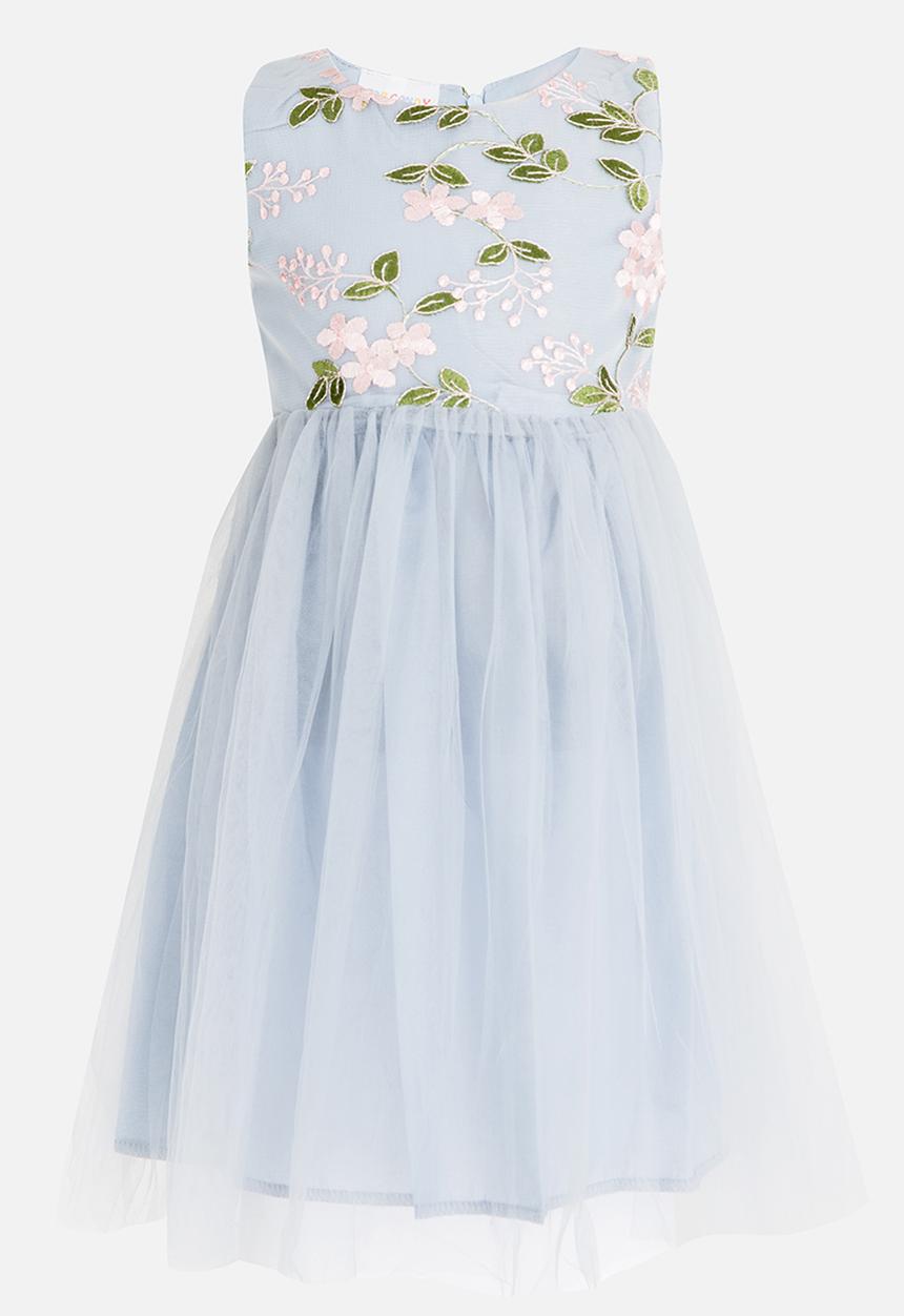 Pop Candy - Flower Embroidered Tutu Dress Pale Blue